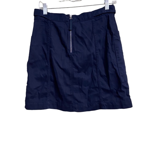 ANTHROPOLOGIE SZ 6 Pilcro Mina Navy A Line Skirt Utility Cargo Pockets Buckle - Picture 5 of 9